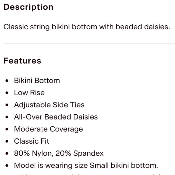 L*Space Lennox Tie String Bikini Bottom Classic, Blue Beaded Flowers X-Small NWT - Picture 5 of 12